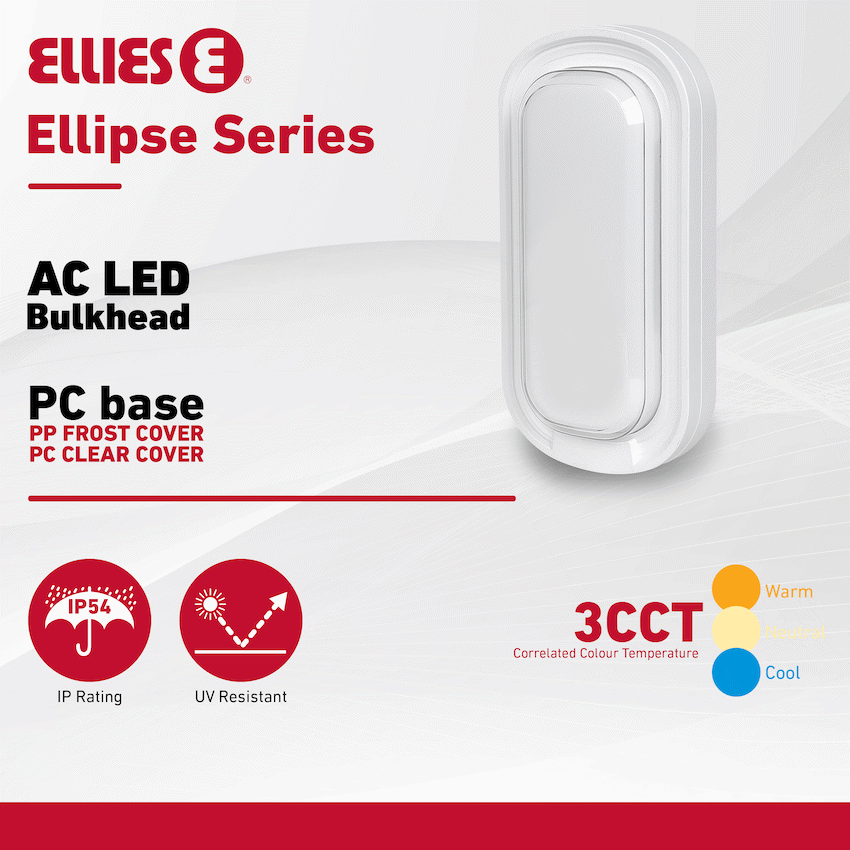 Ellies Ellipse Series AC 24W Capsule LED Bulkhead - PC - WT - image 6