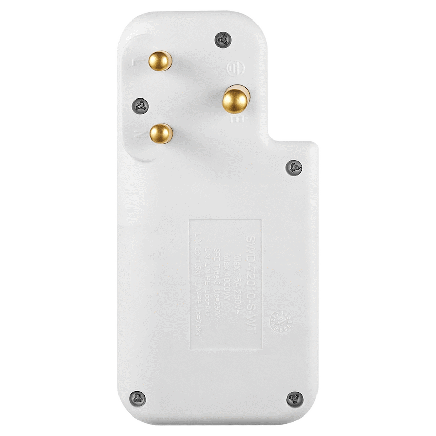 Switched 3-Way Medium Surge Adaptor with Type-C + USB - White - image 6