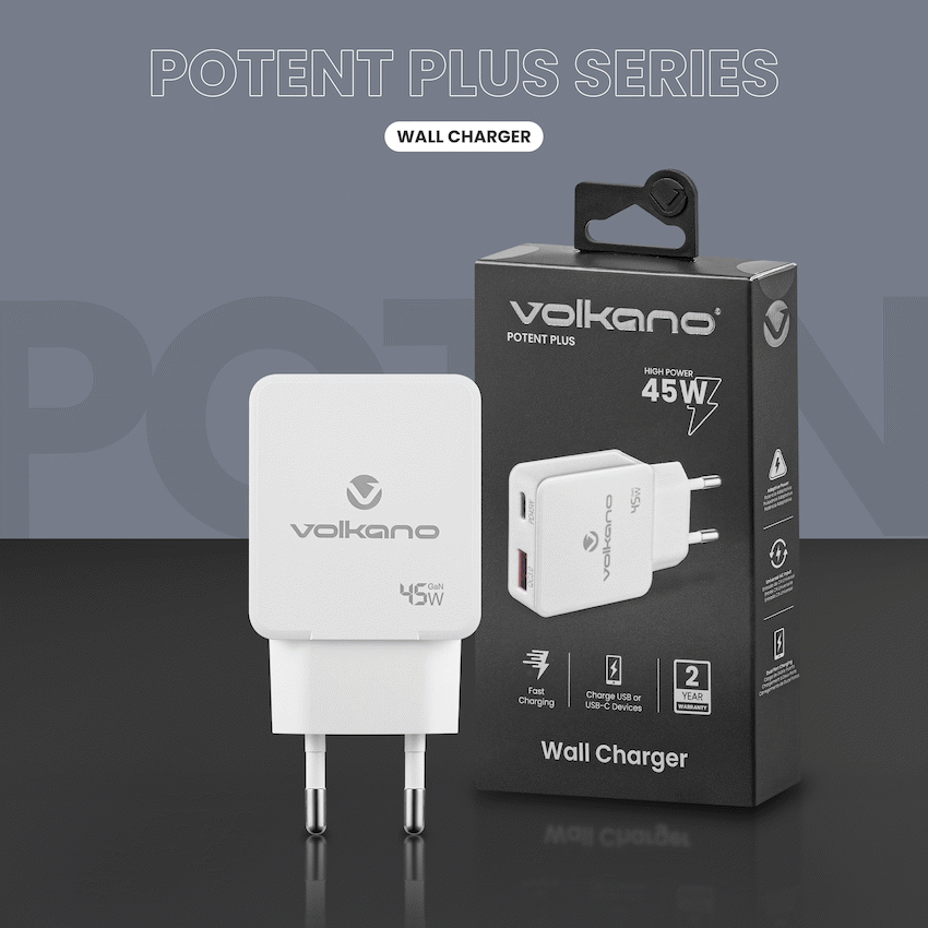 Volkano Potent Plus series 45W GaN Compact Dual USB and USB-C PD Wall Charger - image 6