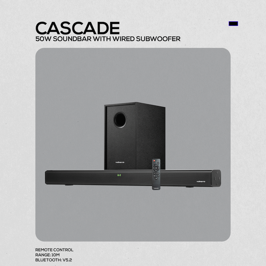 Volkano Cascade 50w Soundbar + Wired Subwoofer - Black - image 6
