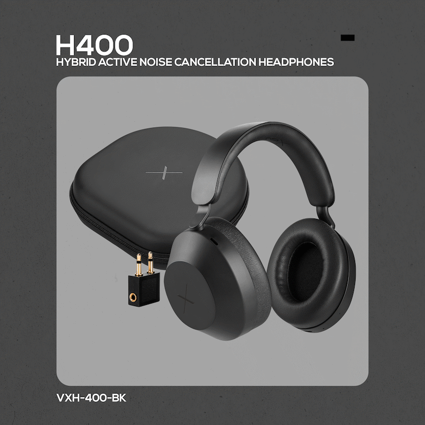VolkanoX H400 Hybrid Active Noise Cancellation Headphones - Black - image 6