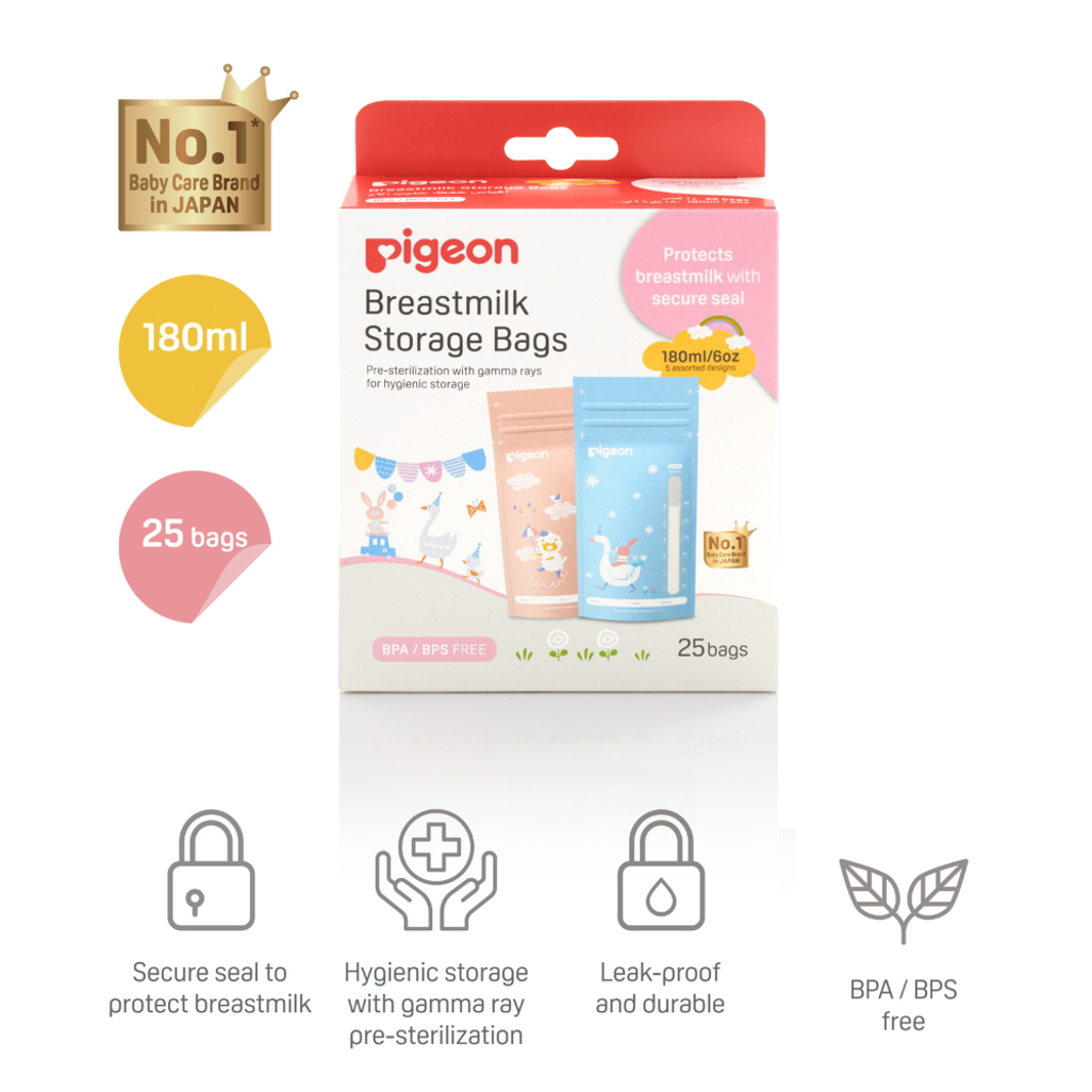 Pigeon - Breast Milk Storage Bag 180ml Animal Design