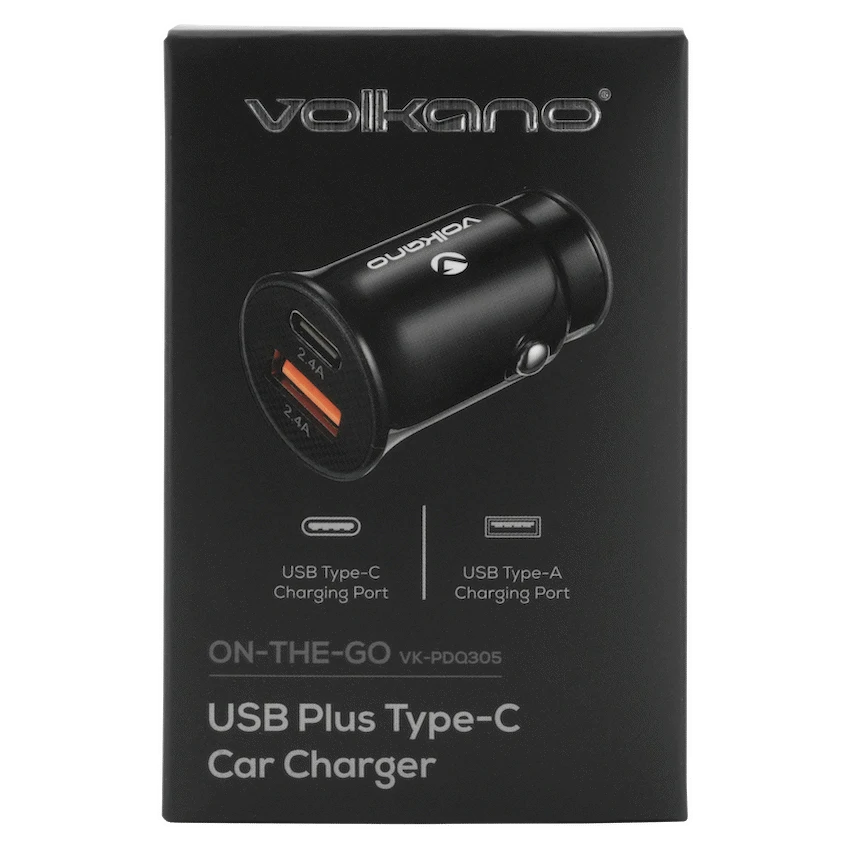 Volkano On-The-Go USB + Type-C 12w Car Charger - Black - image 6