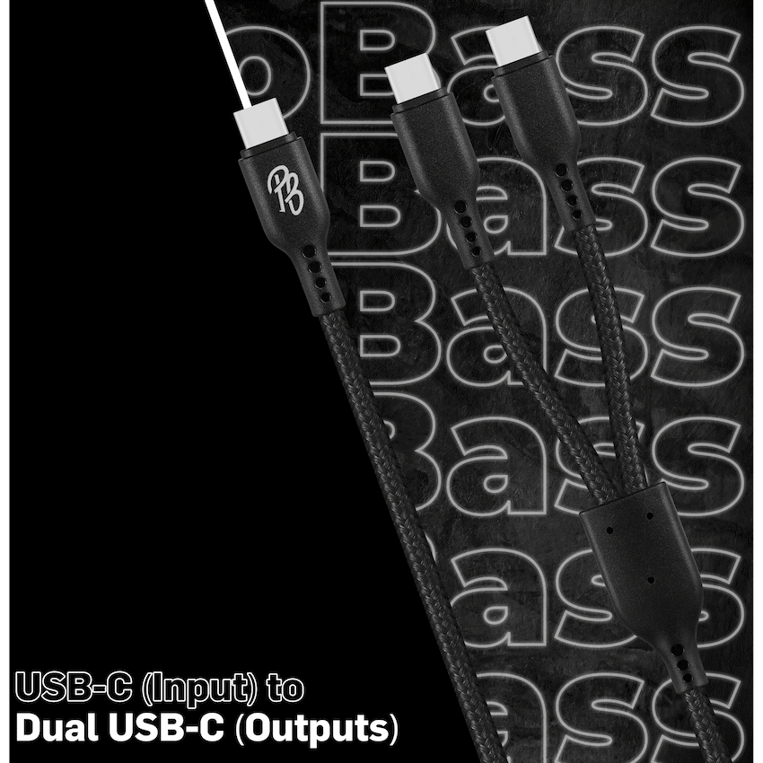 Pro Bass Cord Series 1.2m 15w USB-C to 2x USB-C Braided - Black - image 6