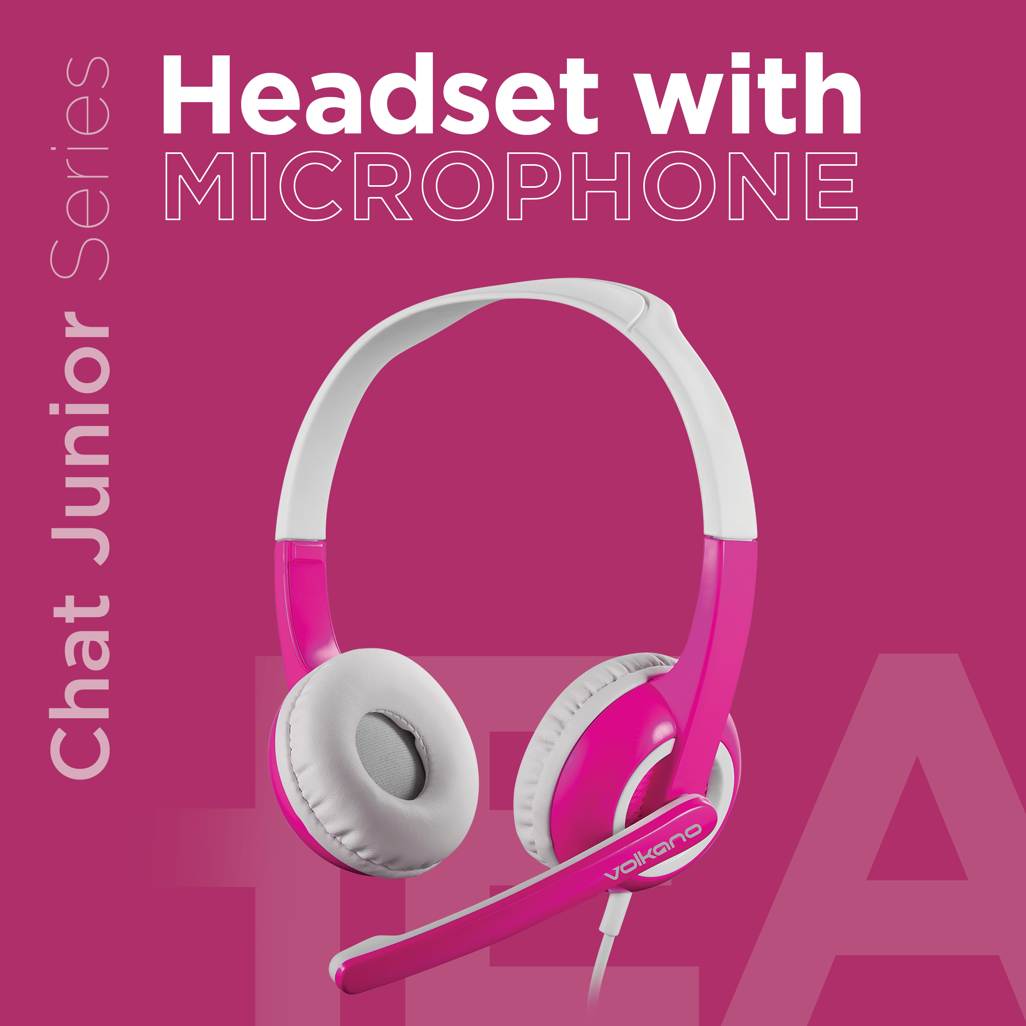 Volkano Kids Chat Junior Series Headset with Mic - Pink