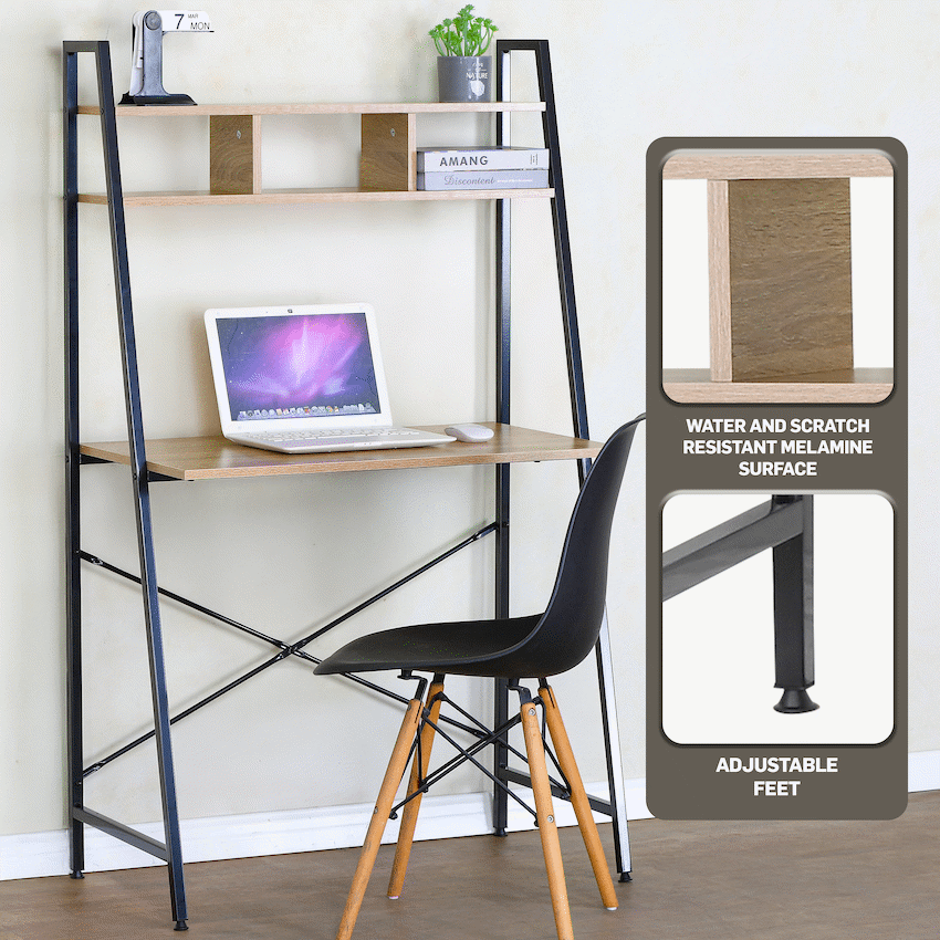 Everfurn Vesa Office Desk - Oak & Black - image 6