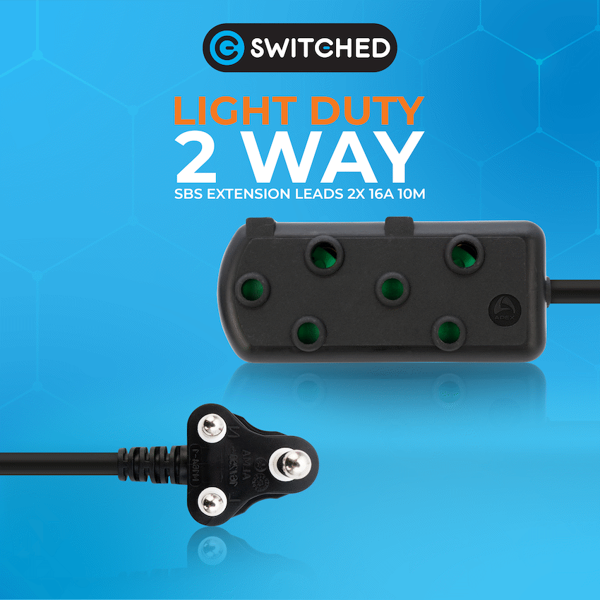 SWITCHED Light DUTY Side by Side (SBS) EXTENSION LEADS 10M - BK - image 6