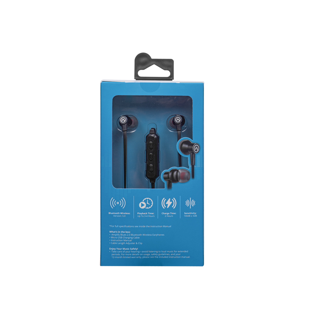 Amplify Blues 2.0 Bluetooth Earphones - Solid Black