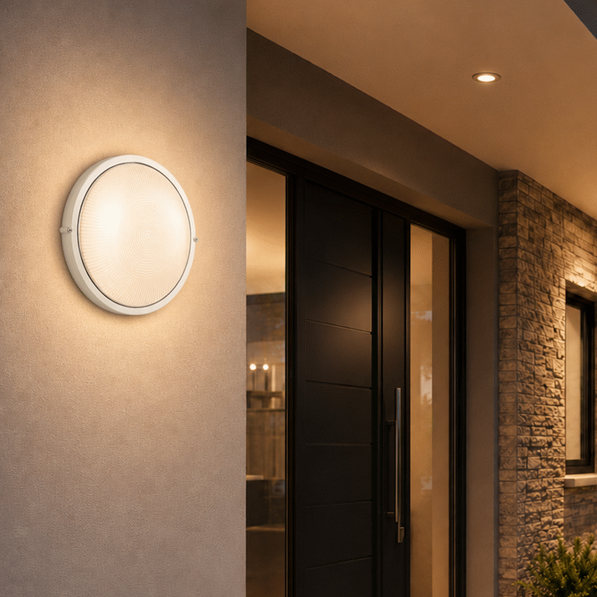Ellies Illume Series - Large AC Round Bulkhead - Aluminium + Glass - E27 Base -WT - image 6