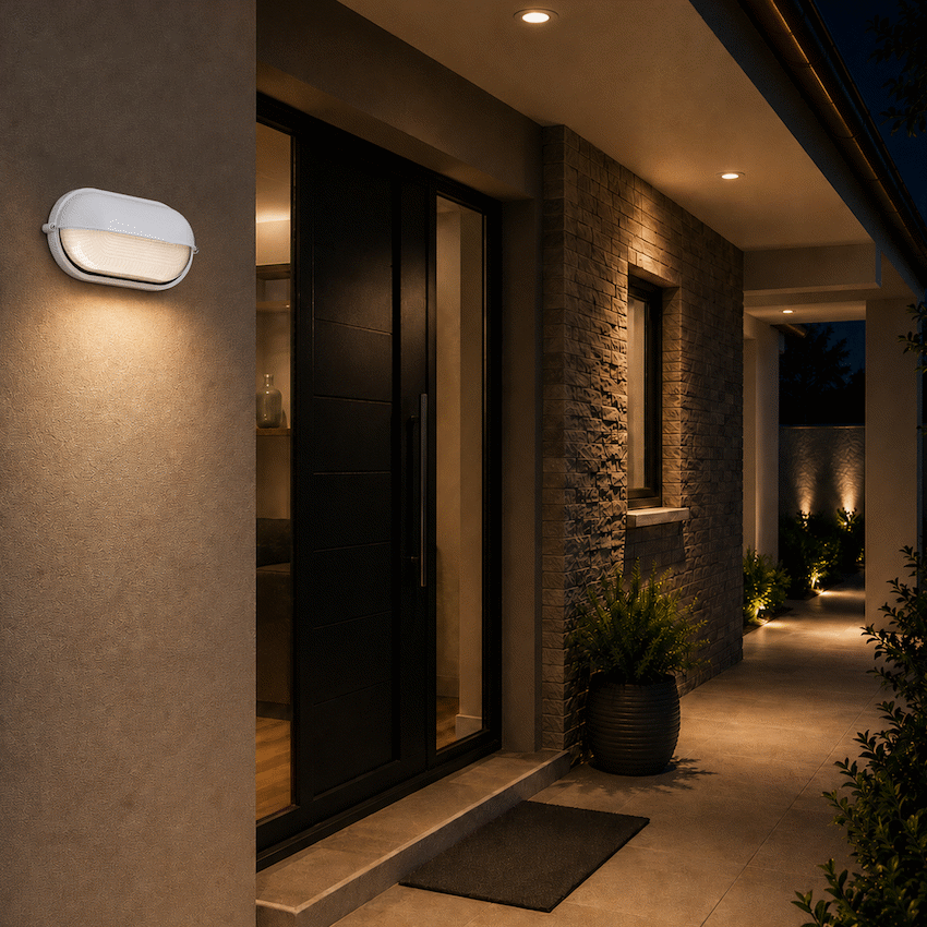 Ellies Arc Series - AC Oval Bulkhead - Aluminium  + Glass - E27 Base -WT - image 6