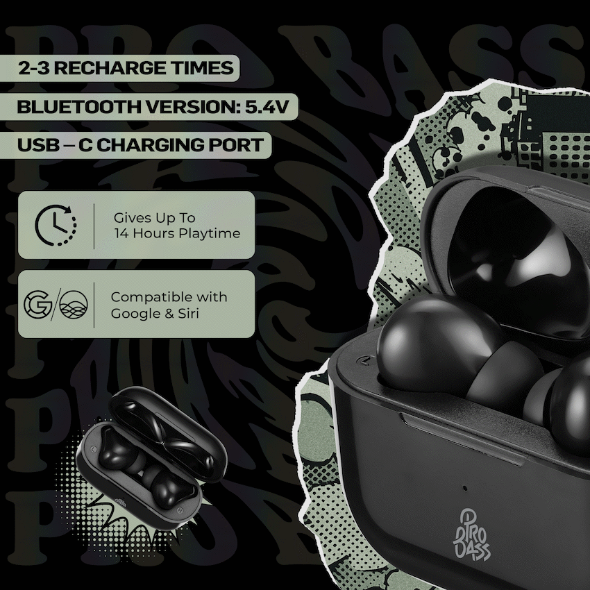 Pro Bass Pulse Buds True Wireless Earphones with Charging Case - Black - image 6