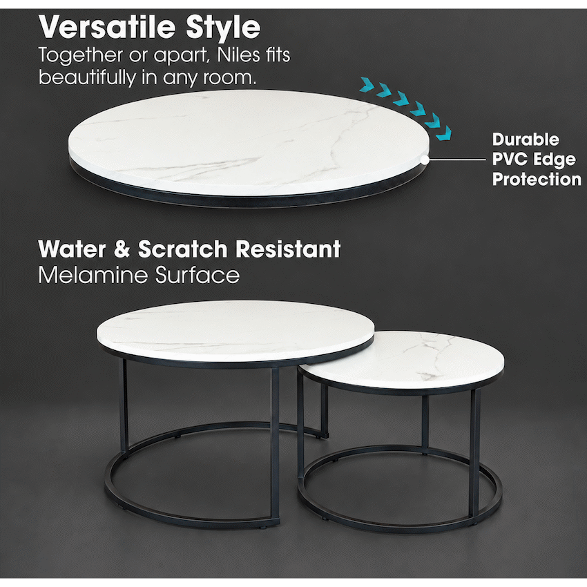 Everfurn Nile Nesting Coffee Table - Marble White - image 6