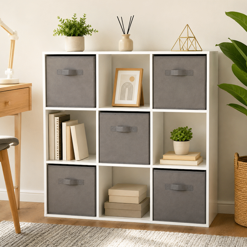 Everfurn Ninefold Bookshelf with 5 Storage Bins - image 6