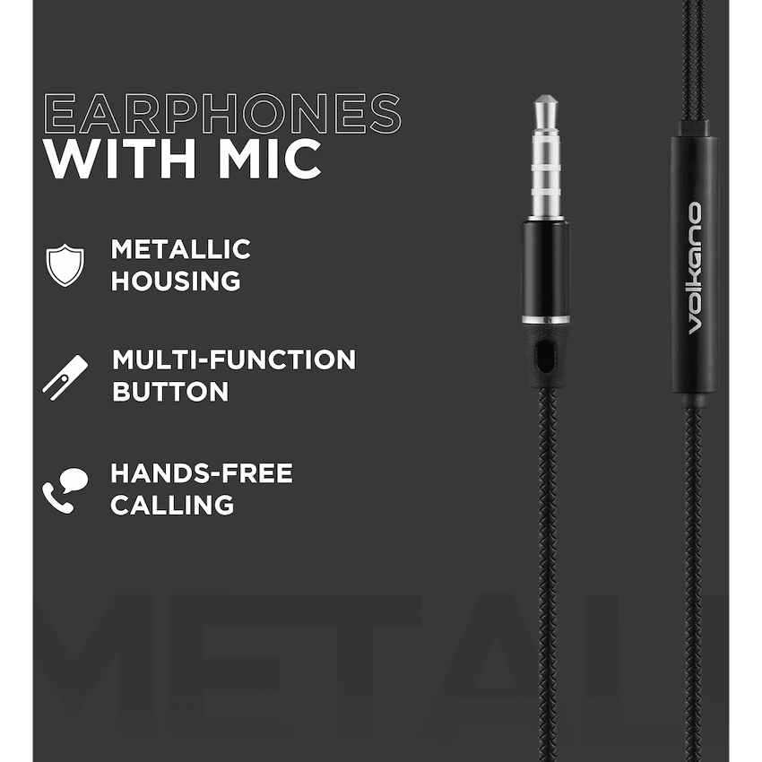 Volkano Earphones with Mic - STANNIC SERIES - Black - image 6