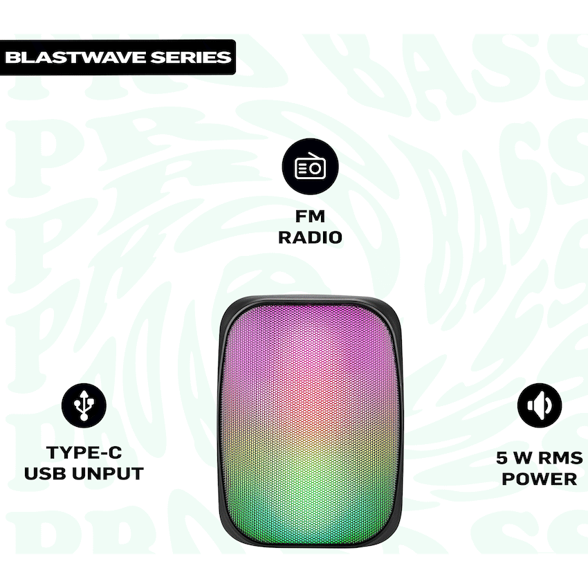 Pro Bass BlastWave Series BT Mini Speaker - Black - image 6