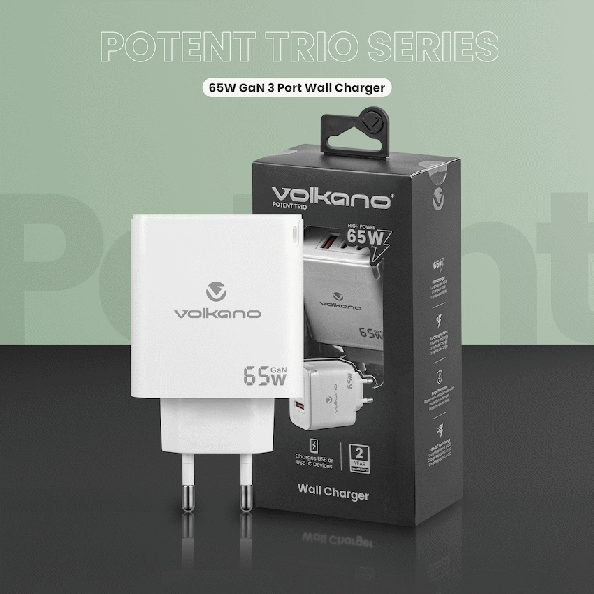 Volkano Potent Trio 65w GaN 3 Port Wall Charger - image 6