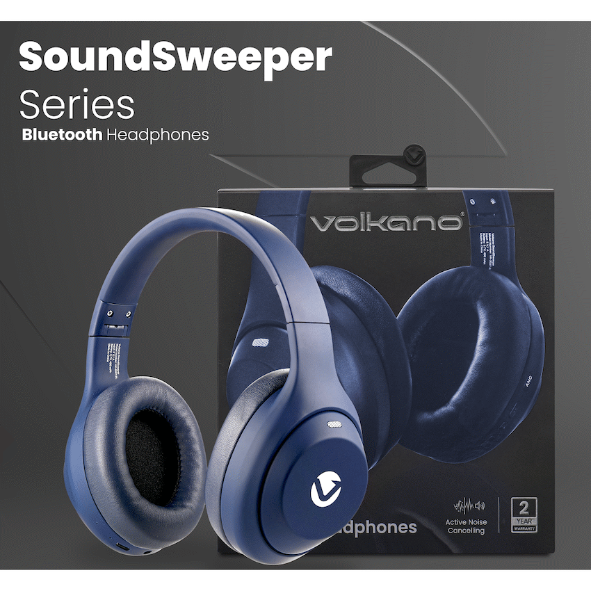 Volkano SoundSweeper Series Active Noise Cancelling bluetooth Headphones - Blue - image 6