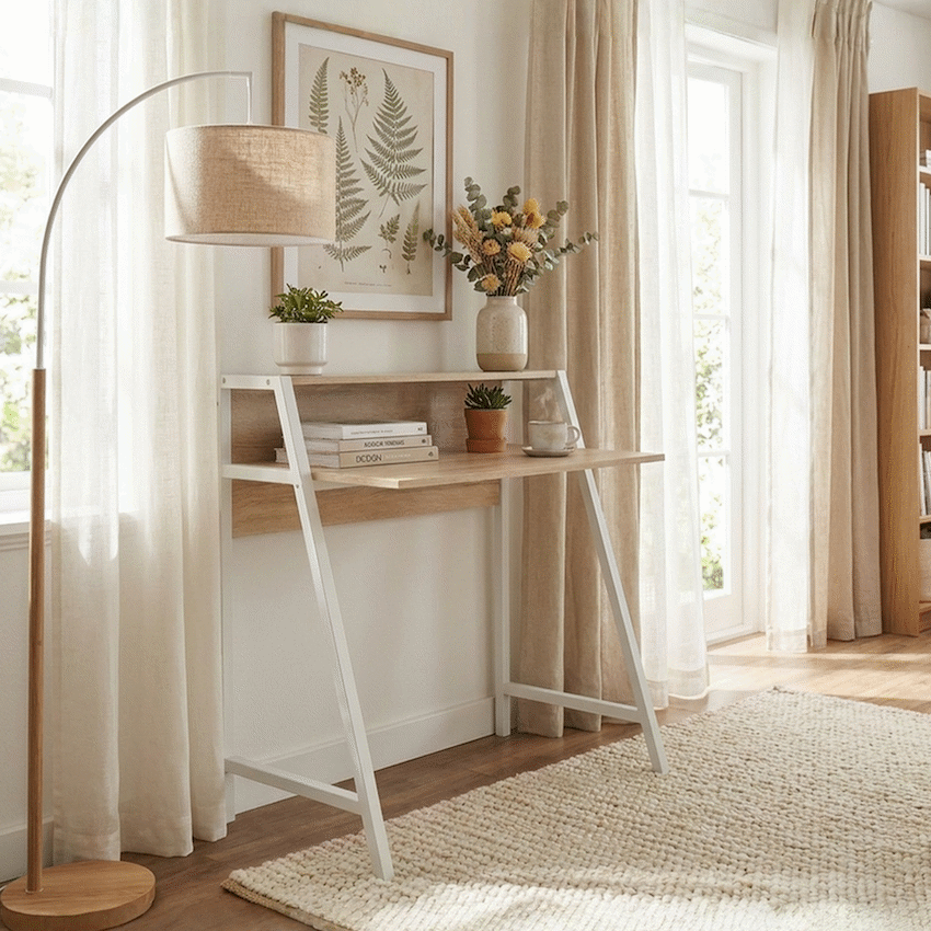 Everfurn Orchid Desk with Monitor Shelf, Powder Coated Steel - image 6