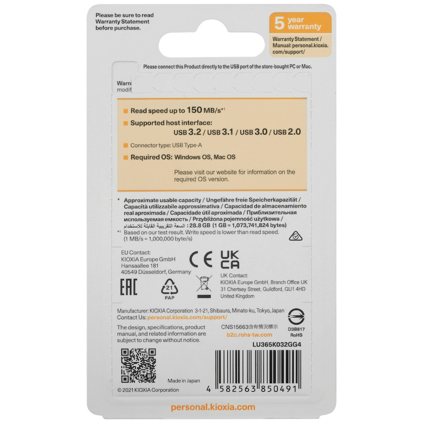 Kioxia U365 - 32gb USB 3.2 Yamabiko Slider Type - image 6