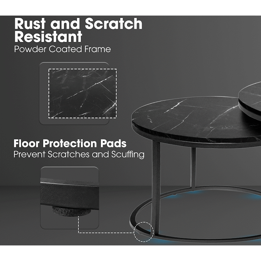 Everfurn Nile Nesting Coffee Table - Marble Black - image 6