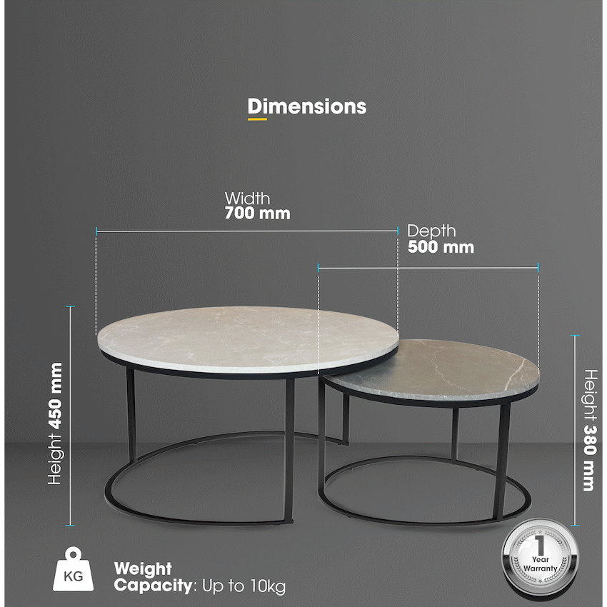 Everfurn Nile Nesting Coffee Table - Greyish - image 6