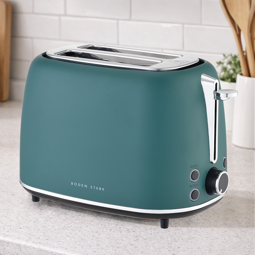 Boden Stark Matte Stainless Steel Toaster - Green - image 6