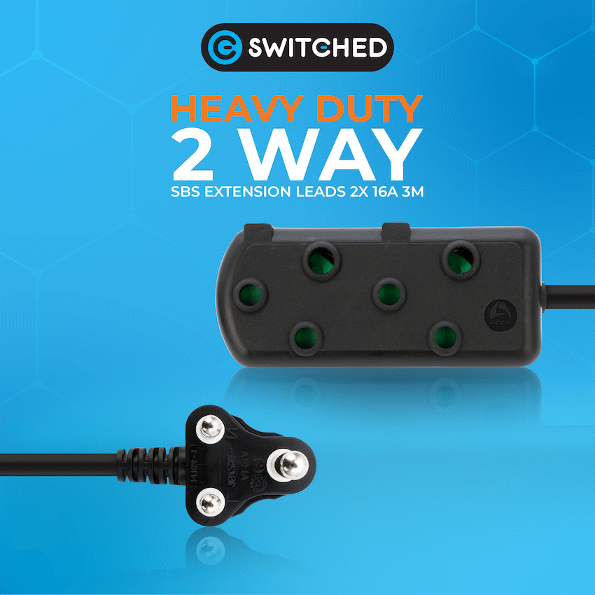 SWITCHED Heavy DUTY Side By Side(SBS) EXTENSION LEADS 3M - BK - image 6