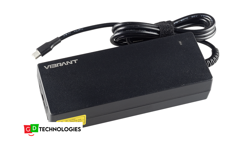 130W USB-C Charger for HP, Lenovo, Dell and ASUS Laptops (generic rectangular block shape)