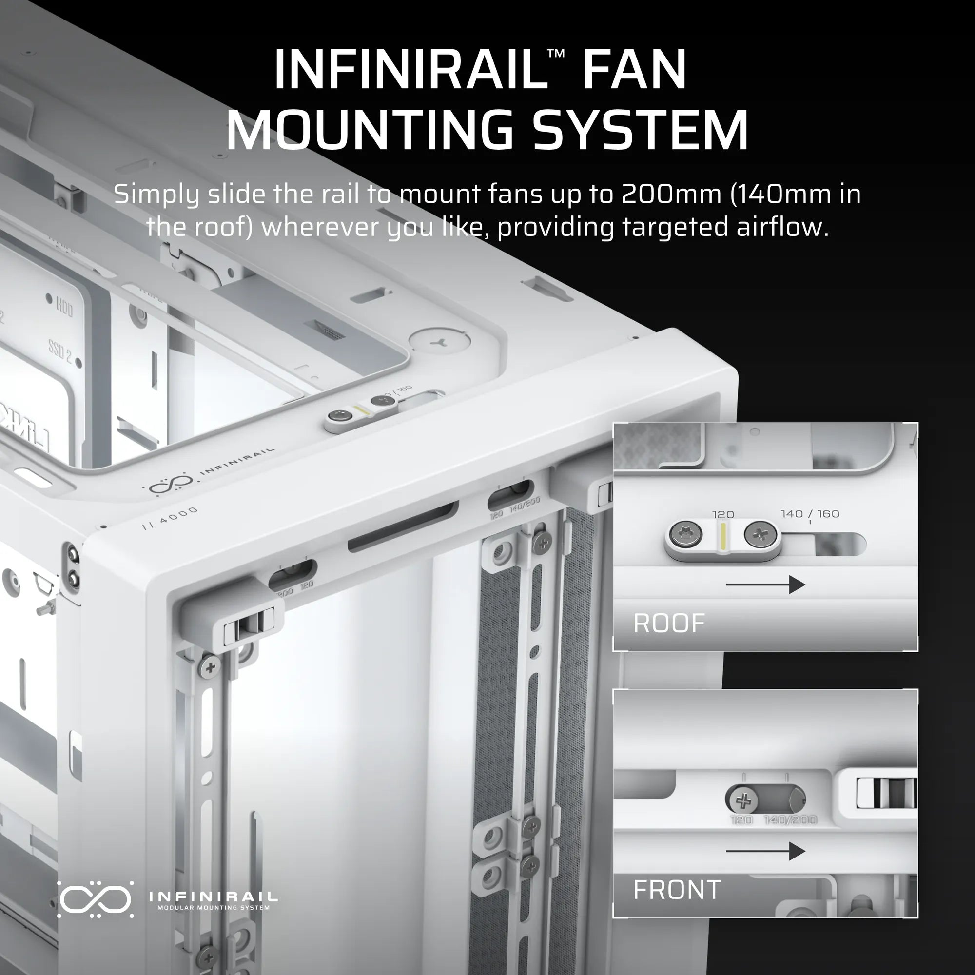 FRAME 4000D White Mid-Tower PC Case; 2x 3.5'' |  2x 2.5'' Drive Bays; Up to 360mm Radiator compatible; No Fans - image 6