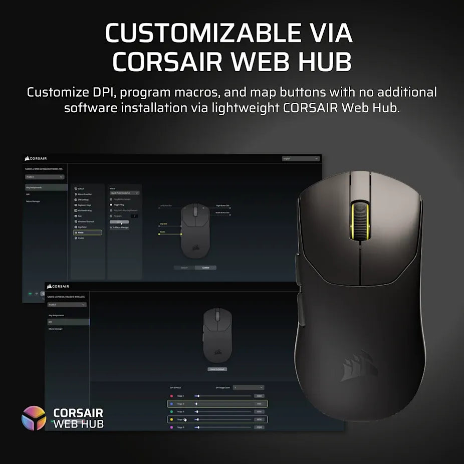 Corsair SABRE v2 PRO ULTRALIGHT WIRELESS Gaming Mouse - Black;  33k DPI. - image 3