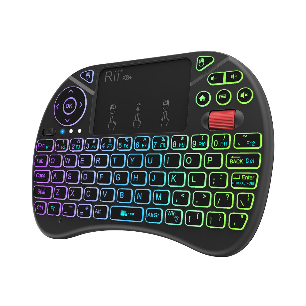 ZOWEETEK 92-KEY TOUCH-PAD AND SCROLL WHEEL 2.4GHZ WIRELESS MINI 7-COLOURS BACKLIT KEYBOARD