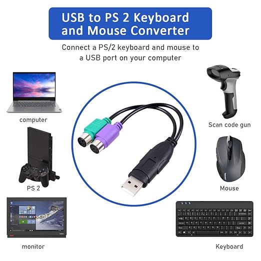 USB to PS/2 Converter for PS2 Keyboard Mouse