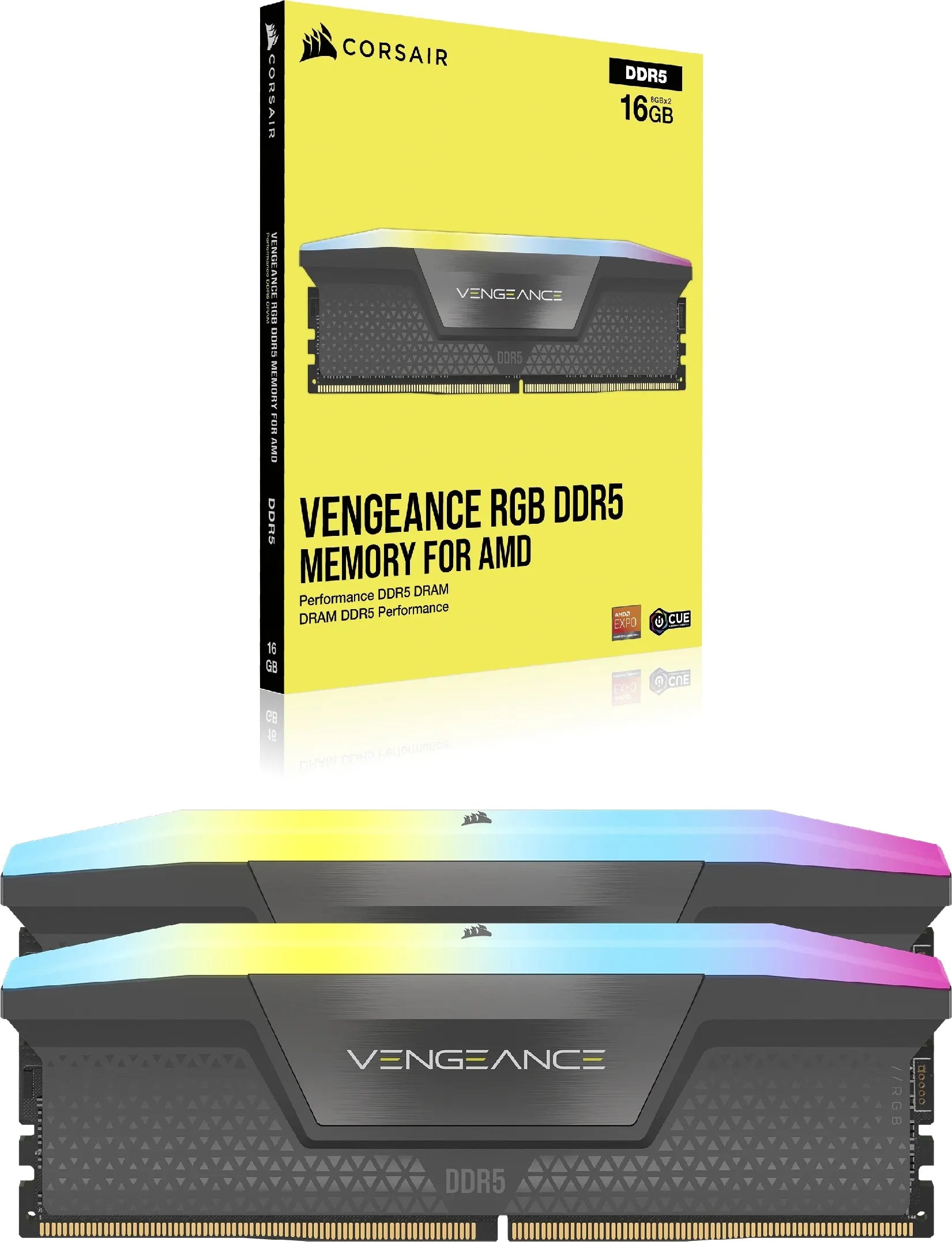 Corsair VENGEANCE RGB DDR5 32GB (2x16GB) DDR5 6000 CL36-44-44-96 1.4V  Intel XMP and AMD EXPO Memory - Grey. - image 6