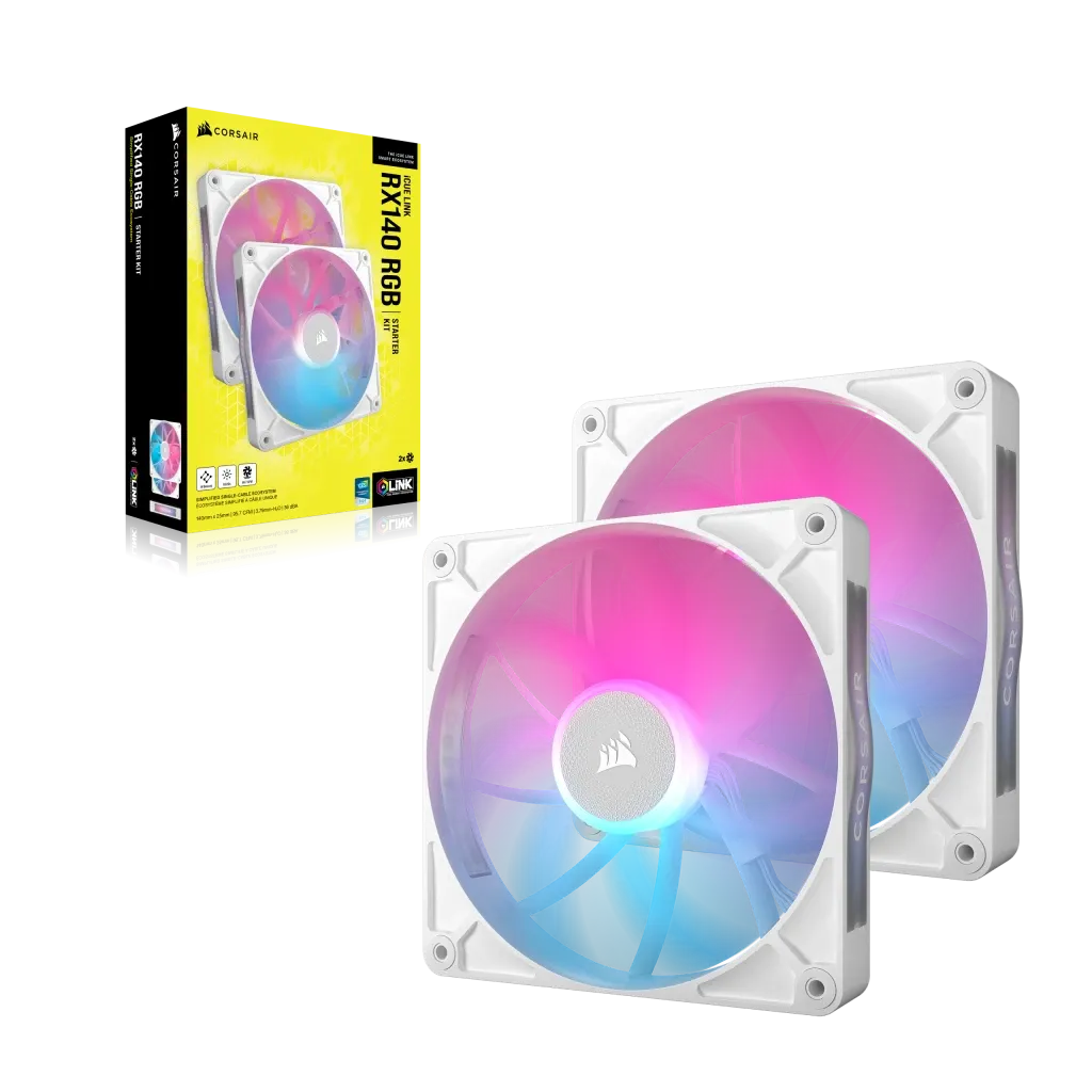 Corsair RX Series; iCUE LINK RX140; 140mm Fan; Dual Pack - White. - image 7