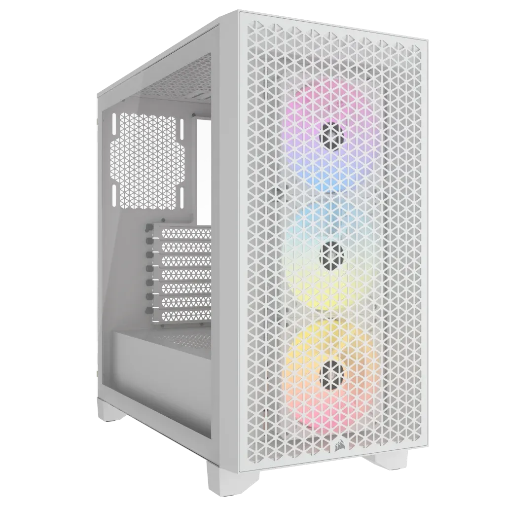 3000D RGB AIRFLOW White Mid-Tower PC Case; 2x 3.5'' |  2x 2.5'' Drive Bays; Up to 360mm Radiator compatible; 3x 120mm fan incl - image 9
