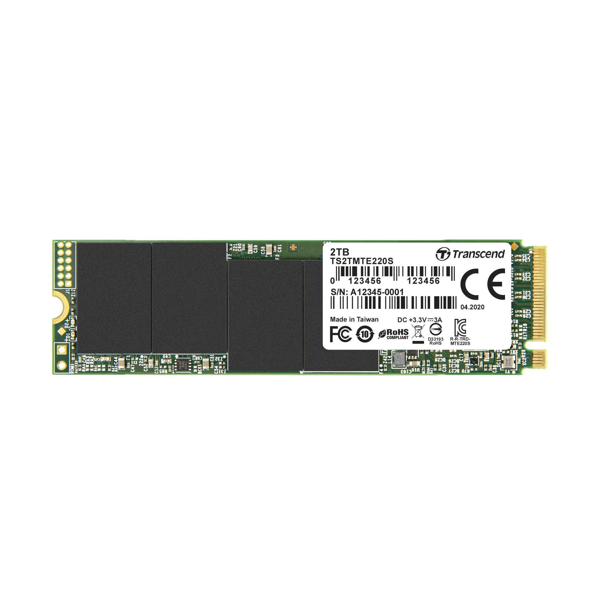 TRANSCEND 2TB MTE220S PCI-E GEN 3x4 NVMe M.2 2280 SSD 3D TLC with DRAM cache - 3500 MB/s Read 2900 MB/s Write - 4400 TBW - image 4