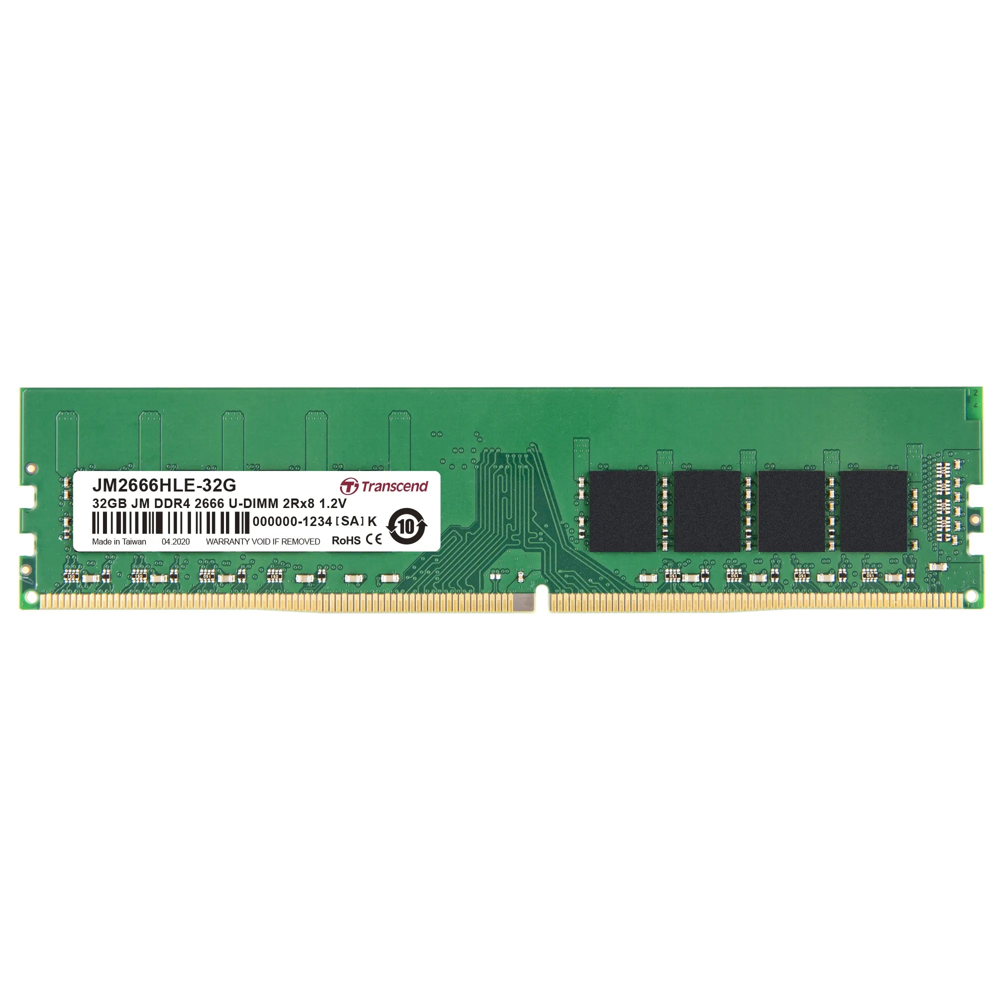 TRANSCEND 32GB JET MEMORY DDR4 2666MHZ DESKTOP UDIMM 2RX8 2GX8 CL19 - image 2