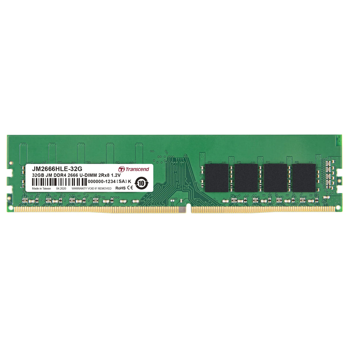 TRANSCEND 32GB JET MEMORY DDR4 2666MHZ DESKTOP UDIMM 2RX8 2GX8 CL19 - image 2