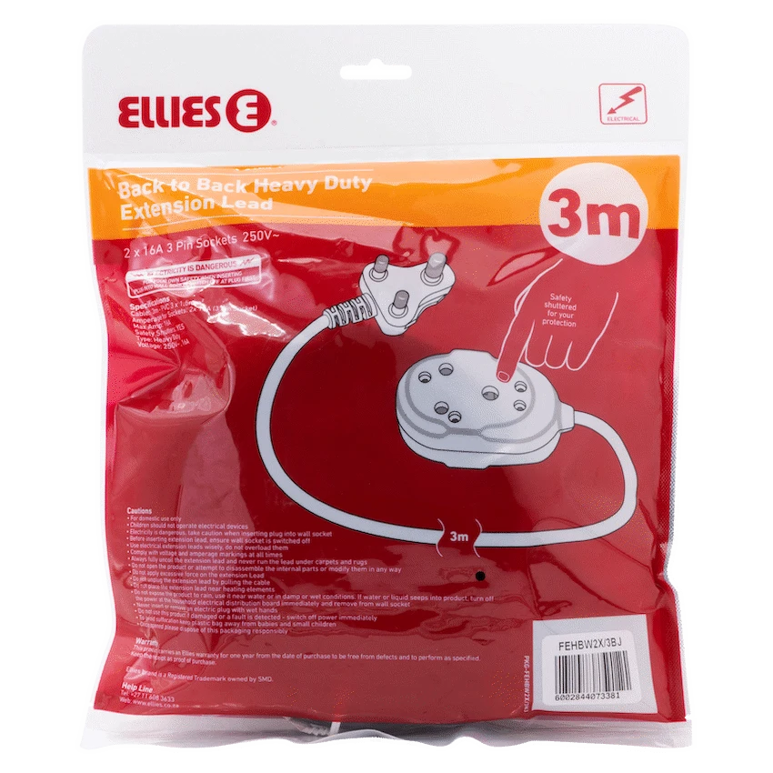 Ellies Back to Back Heavy Duty Extension Lead - 3m - image 7