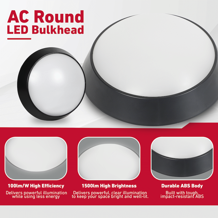 Ellies Spectra Series - AC 15W  Round LED Bulkhead with 3CCT -BK - image 7