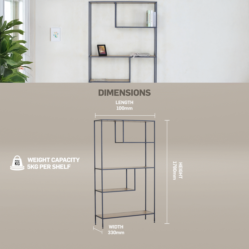 Everfurn Felix Bookshelf - Oak - image 7