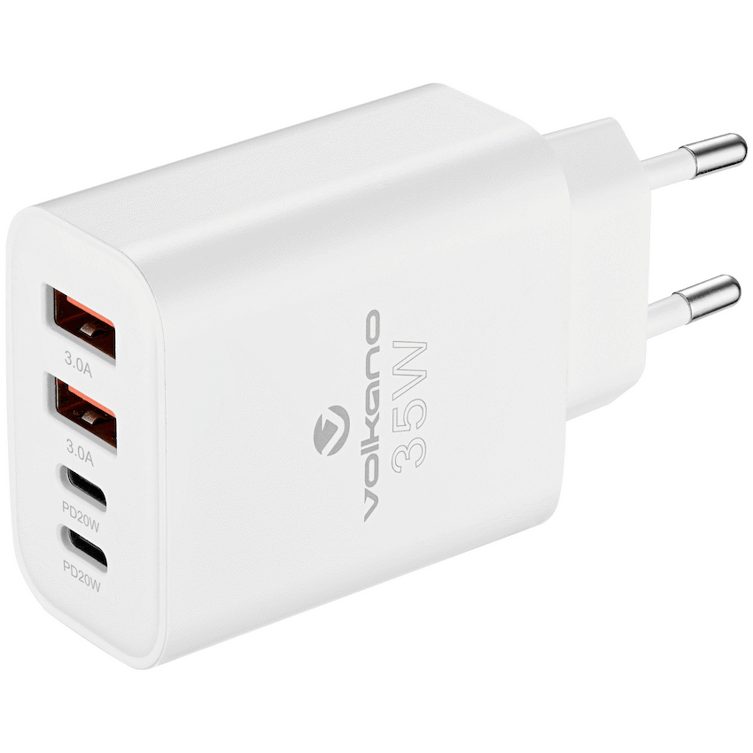 Volkano Quad Series 2x PD USB-C 2x USB-A 3a 35W Wall Charger - image 7