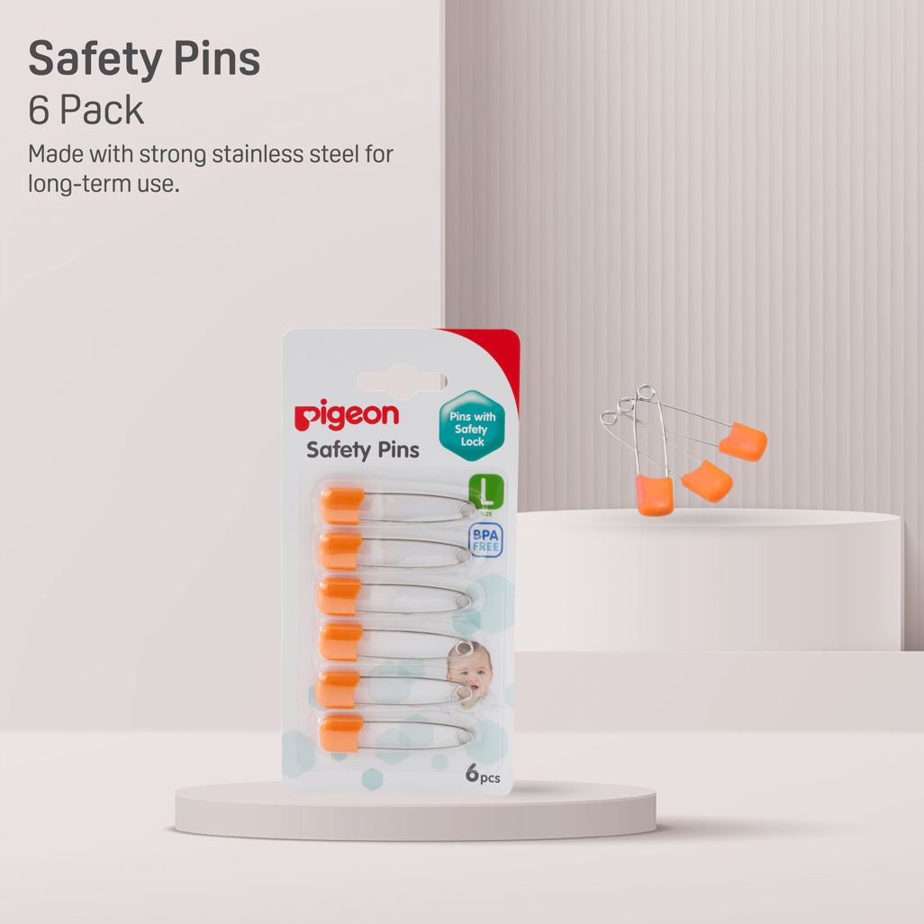Pigeon Safety Pin (L) 6 Pcs/Card
