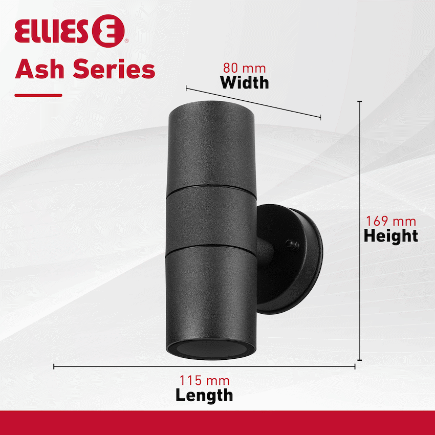 Ellies Ash Series AC dual beam wall light - Nylon Carbon Fiber - GU10 Base- BK - image 7