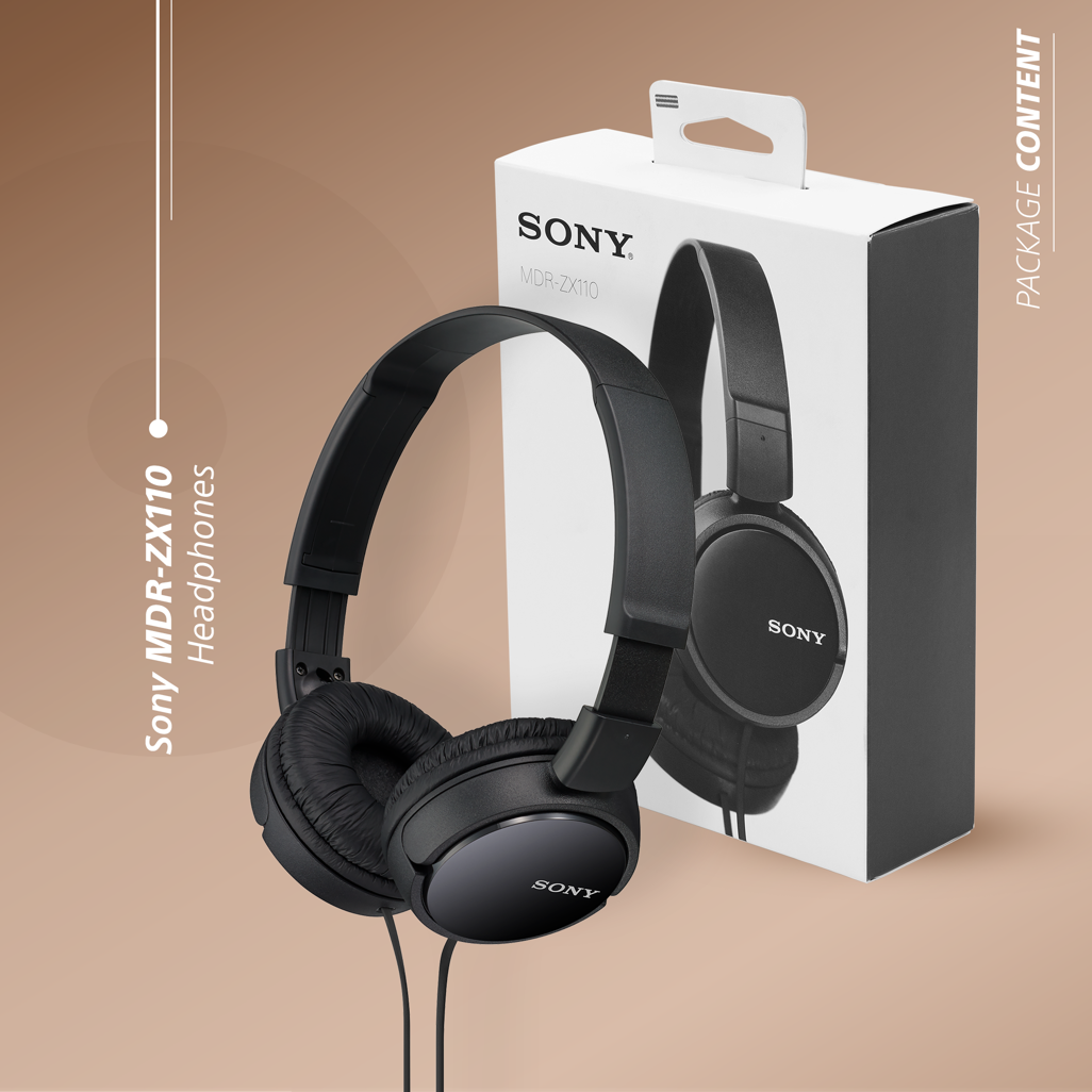 Sony MDR-ZX110 (Black) Headphones Earphone Foldable