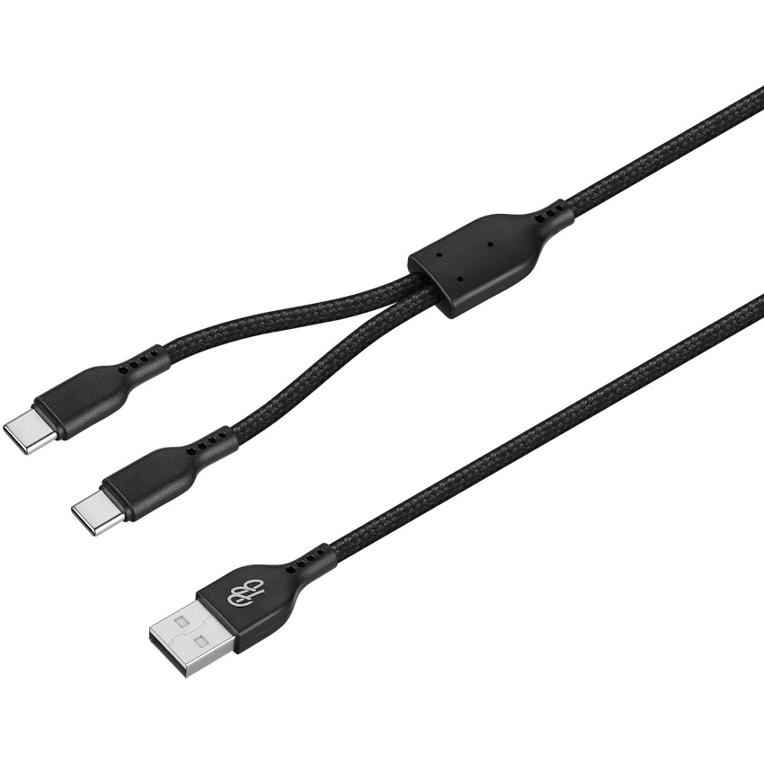 Pro Bass Cord Series 1.2m 15w USB-A to 2x USB-C Braided - Black - image 7