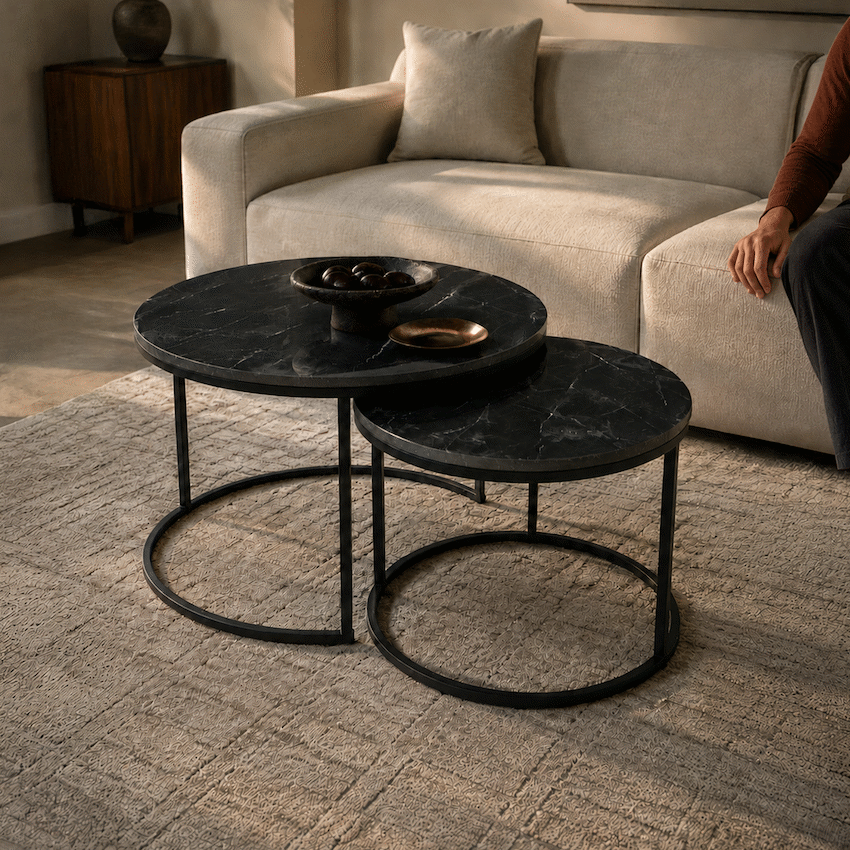 Everfurn Nile Nesting Coffee Table - Marble Black - image 7