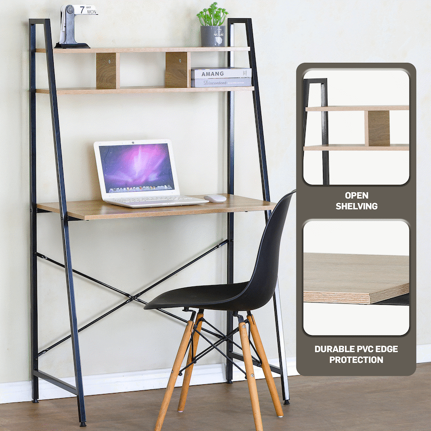 Everfurn Vesa Office Desk - Oak & Black - image 7