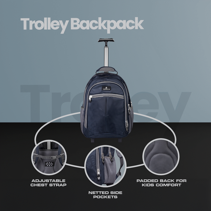 Volkano Orthopaedic Trolley Backpack 27L - Navy/Grey - image 7