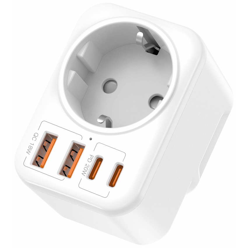 Volkano MultiVolt Series 2x USB-A + 2x USB-C adaptor SA Plug to multi travel socket 20Watt - image 7